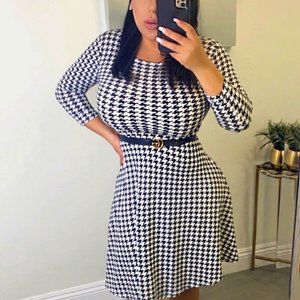 Houndstooth Pattern Dress